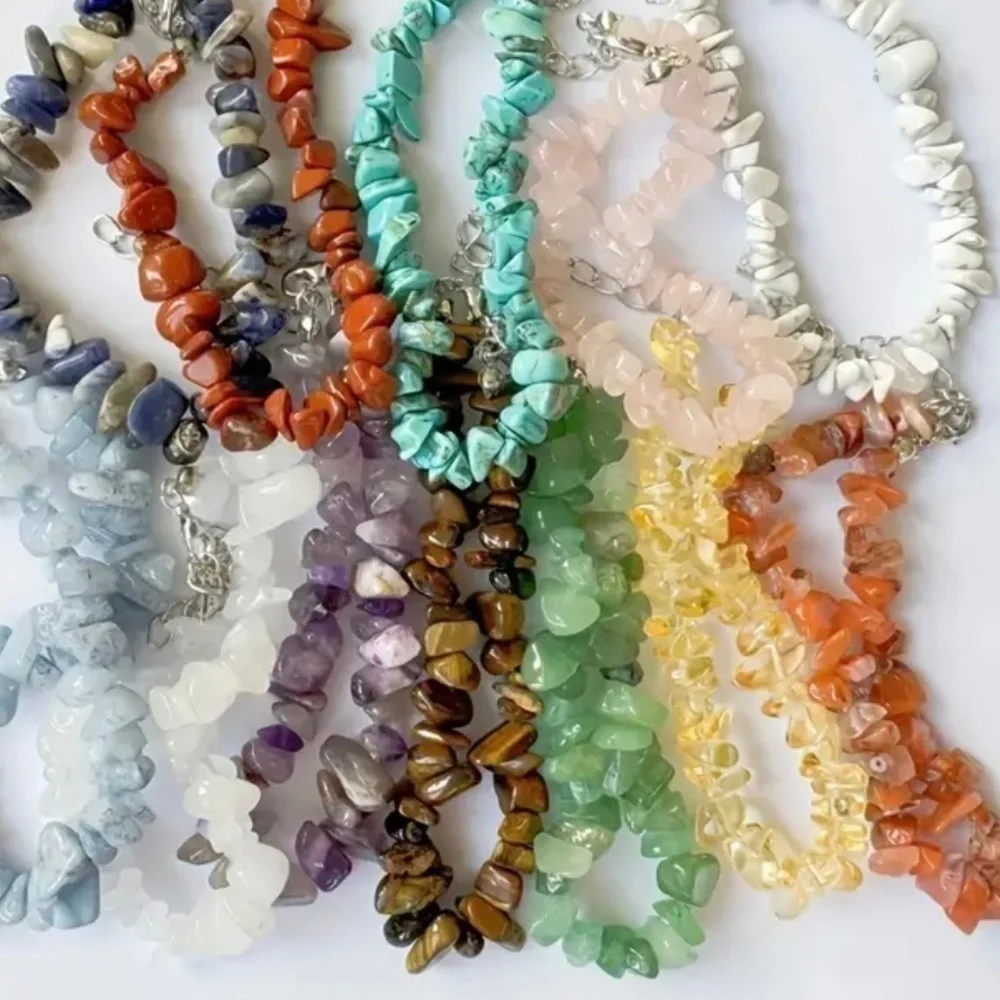 Natural Stone Light Blue Handcrafted Boho Jewelry Set – Bracelet & Earrings
